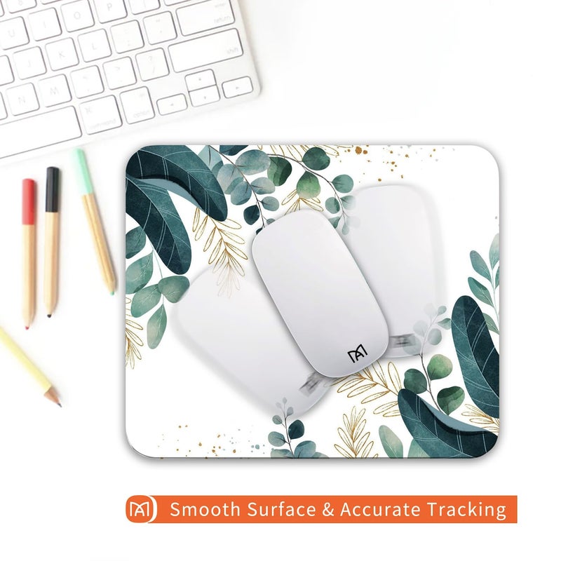 Armanza Square Mouse Pad Green Leaves, Personalized Premium-Textured Custom Mouse Mat Design, Washable Mousepad Lycra Cloth, Non-Slip Rubber Base Computer Mouse Pads for Wireless Mouse - Image 4